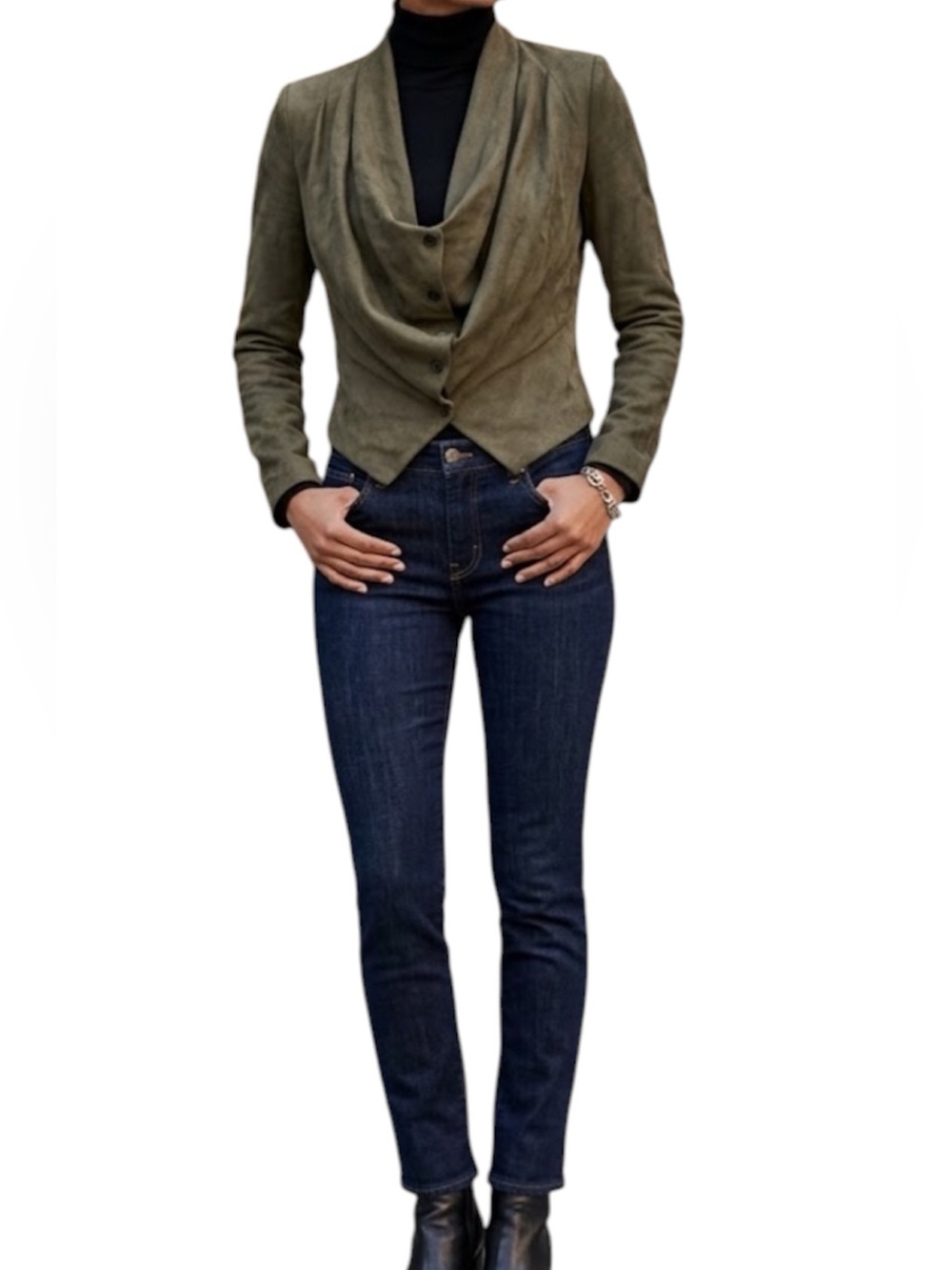 Vero Moda Classic Brown Cropped Asymmetrical Boho Button Up Jacket Small